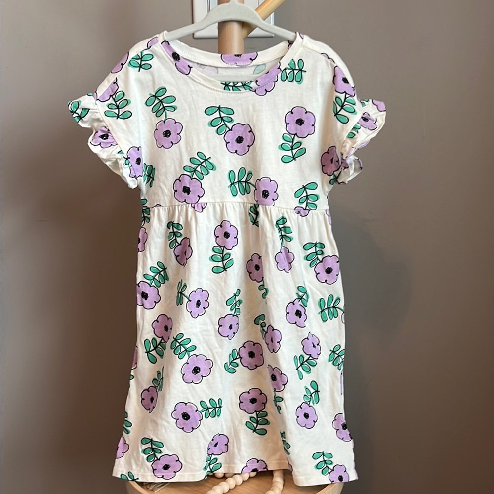 Old Navy White Dress with Lavender Floral Print